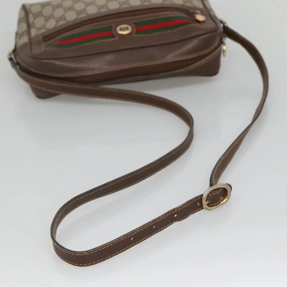 GUCCI GG Supreme Web Sherry Line Bag PVC Beige Gold Red 56 02 088 Auth BA2392 - Picture 8 of 16